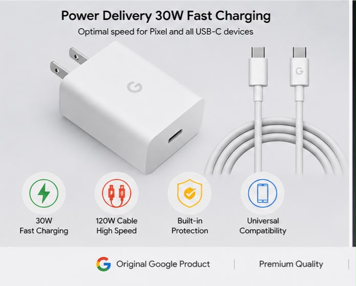 Google 30W USB-C Charger with 120W USB-C to USB-C Cable