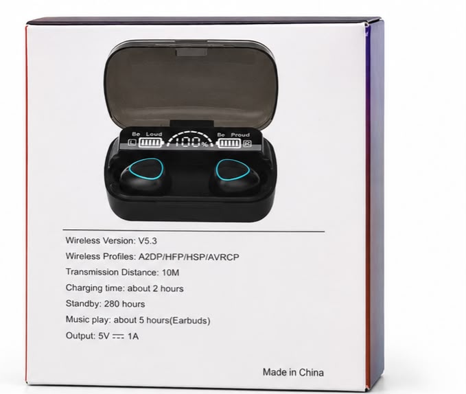 M10 TWS Wireless Earbuds V5.3 – Digital Display Bluetooth Earphones