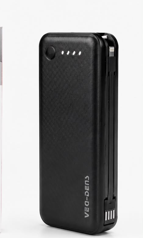 VEN-DENS VD-PB058 10000mAh Power Bank – Built-in Cables | Fast Charging