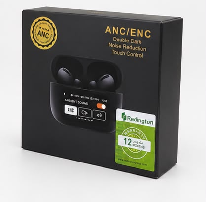 ANC/ENC Wireless Earbuds Black – Double Noise Reduction | Touch Control | Bluetooth