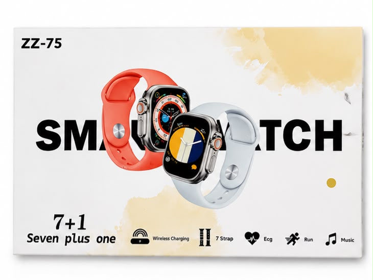 ZZ-75 7+1 Smart Watch | 7 Straps | Wireless Charging | Multi-Function Smartwatch