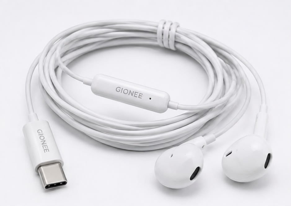 GIONEE USB Type-C Wired Earphones with Mic – Premium Sound & Hands-Free Calling