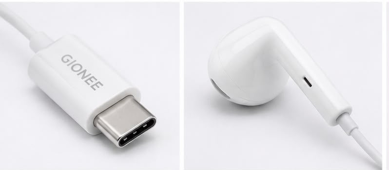 GIONEE USB Type-C Wired Earphones with Mic – Premium Sound & Hands-Free Calling