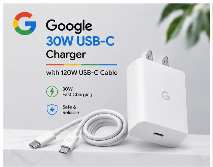 Google 30W USB-C Charger with 120W USB-C to USB-C Cable